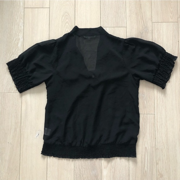 Costa Blanca Tie Neck Sheer Chiffon Blouse in Black - Picture 8 of 10